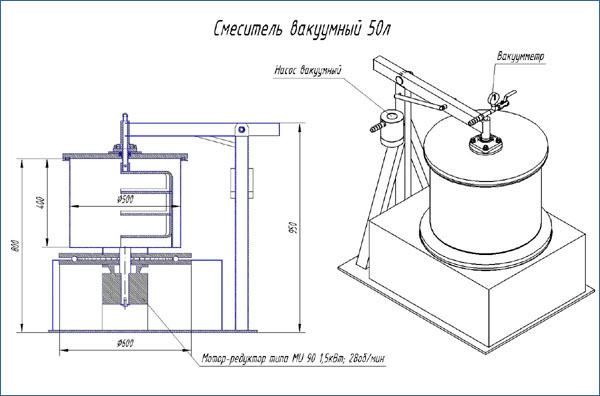 Вакуумный смеситель для мраморной крошки с полиэфирными смолами&nbsp;